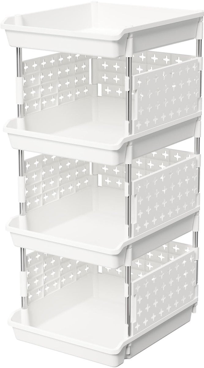 Omgoods Stapelbare Opbergdozen voor Keuken en Kasten, 4 Niveaus, Plastic
