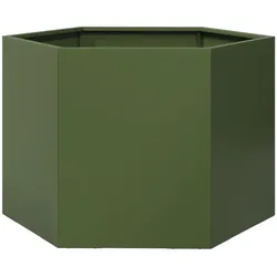 Helloshop26 - Hochbeet für Pflanzen Blumen Terrasse Garten Olivenform sechseckig 69 x 60 x 45 cm grüner Stahl 02_0038711