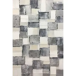 La Casa »modern weiss grau schwarz« Ölbild handbemalt 80x120 cm auf Leinwand