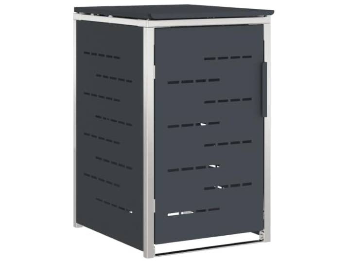 Mülleimer für den Außenbereich, 240 l, Anthrazit, 1 Behälter Belüftete Paneele, magnetische Türen, sanft schließende Deckel, integrierte Kordel, erweiterbares Design