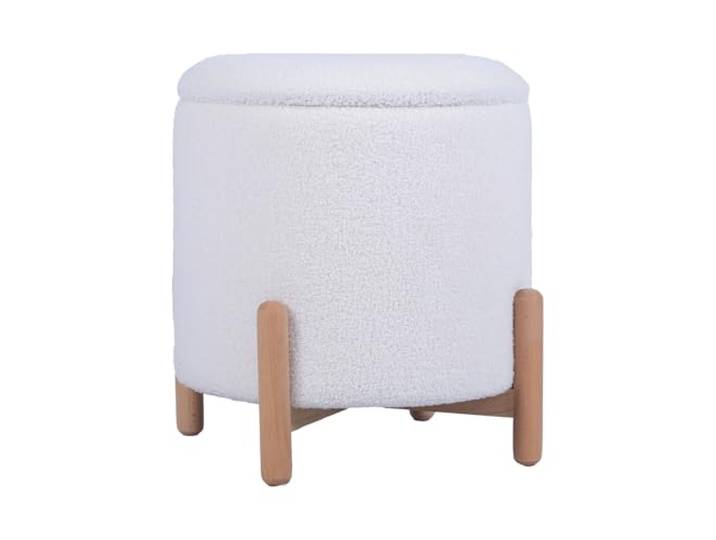 DRW Sitzsack mit Aufbewahrung aus Naturholz, gepolstert, weiß, 41 x 41 x 40 cm