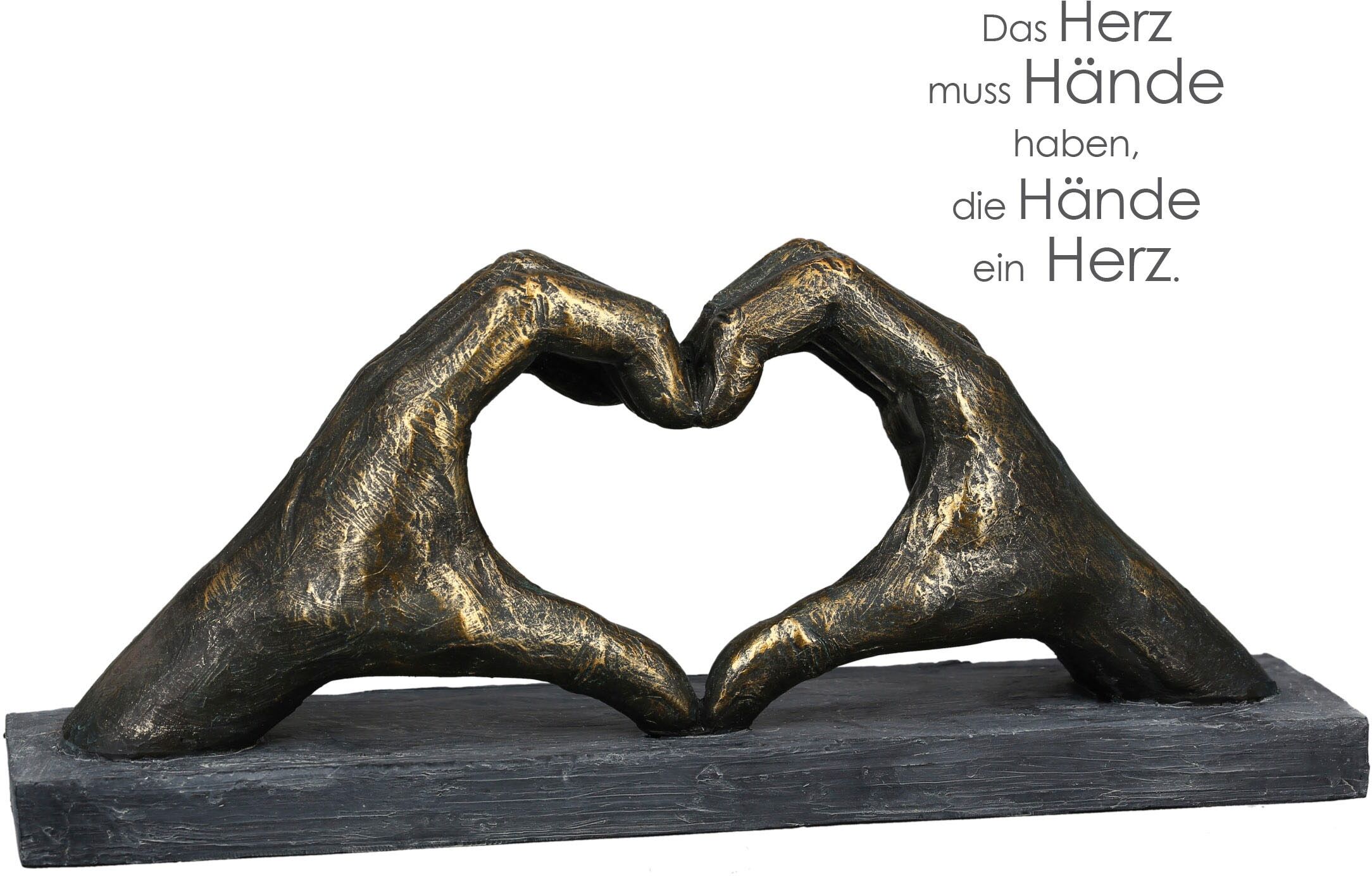 Wanddekoobjekt CASABLANCA BY GILDE "Skulptur "Herz aus Händen", braun, B:36cm H:15cm T:10cm, Polyresin (Kunststein), Wanddekoobjekte, Wanddekoobjekt braun B/H/T: 36cm x 15cm x 10cm