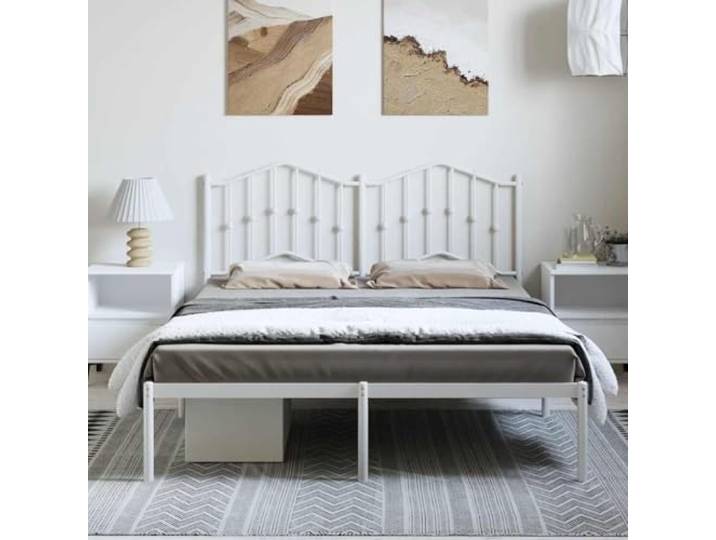 KTHLBRH Bettgestell weiß Stahl 150 x 200 cm mit Kopfteil Bettgestell mit Stauraum, inkl. Lattenrost, stabile Struktur, extra Stauraum für Schlafzimmer