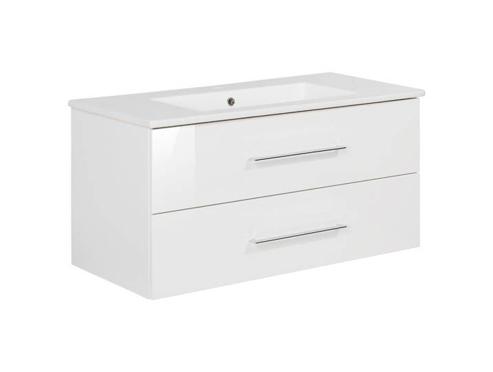 Waschbecken mit Unterschrank Perfekt B: 103 cm Weiß