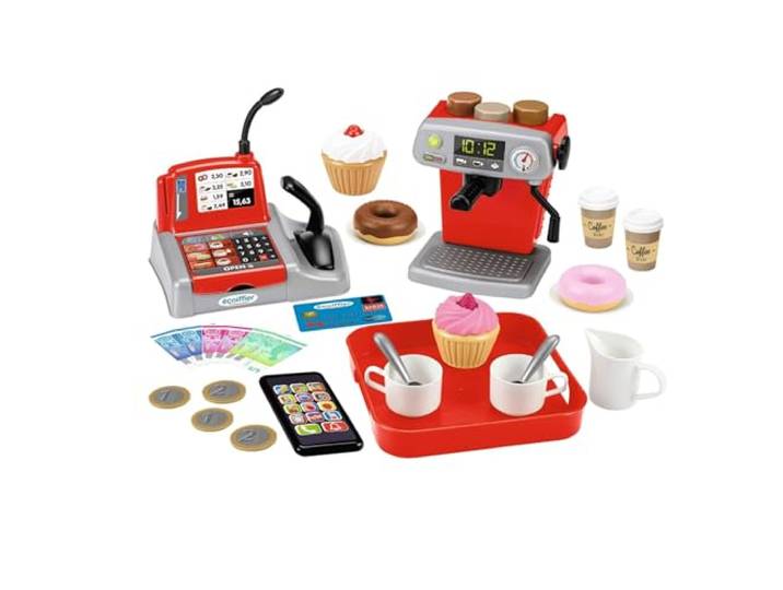 Ecoiffier Toys - 2578 – Coffee Shop – 3 soorten koffie + kassa + dienblad + accessoires – imitatiespel – vanaf 18 maanden – gemaakt in Frankrijk