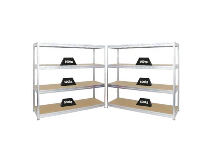 PROREGAL Mega Deal 2er-Sparset Profi-Schwerlastregal Dino HxBxT 180x200x60cm Fachlast 500kg Verzinkt, Kellerregal, Steckregal, Garagenregal, Lagerregal