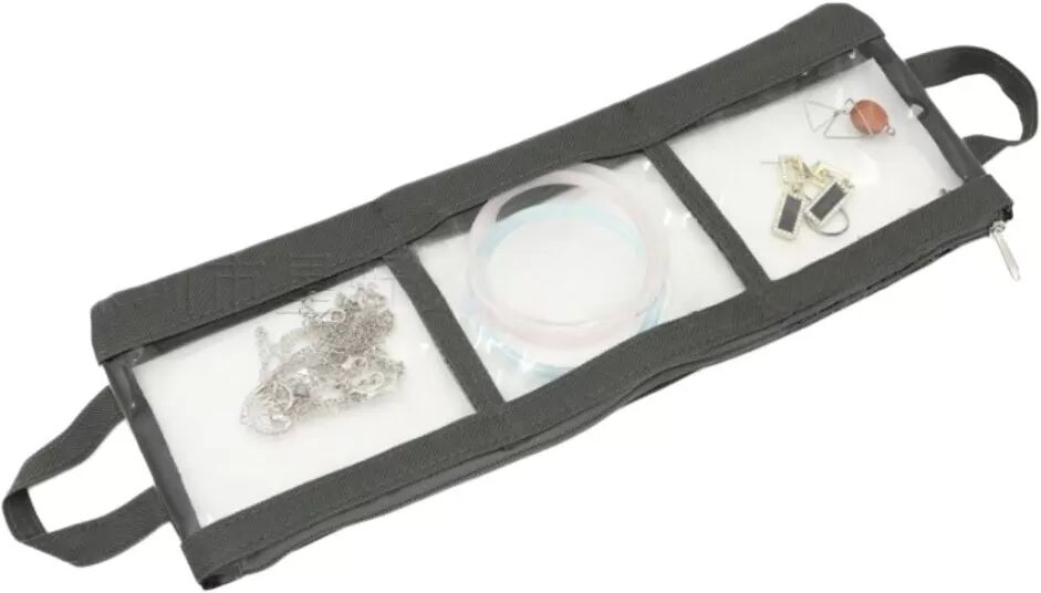 INF Tragbare transparente Reise-Make-up- und Schmuck-Organizer-Tasche mit Fächern und Griffen Grau