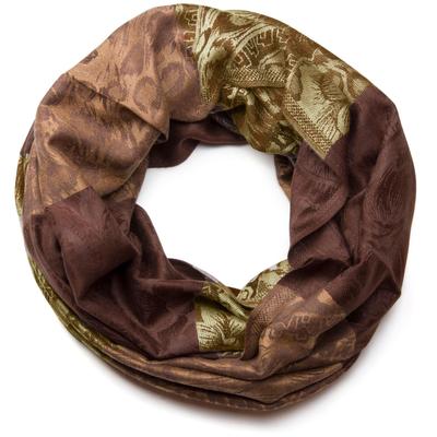 Loop STYLEBREAKER "Loop mit Hibiskus Blüten und Paisley Muster", Damen, braun (braun, hellbraun, creme), Obermaterial: 100% Viskose CV., Modisch, Modetücher Loop