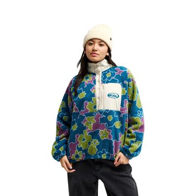 Fleecepullover QUIKSILVER "Renek Polar", Damen, Gr. XL, bunt (calliste grün pixelated flowe), Obermaterial: 100% Polyester., Pullover Fleecepullover