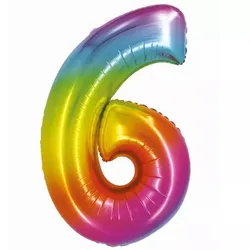 Regenbogenfarbiger Folienballon, 76 cm - Nummer 6