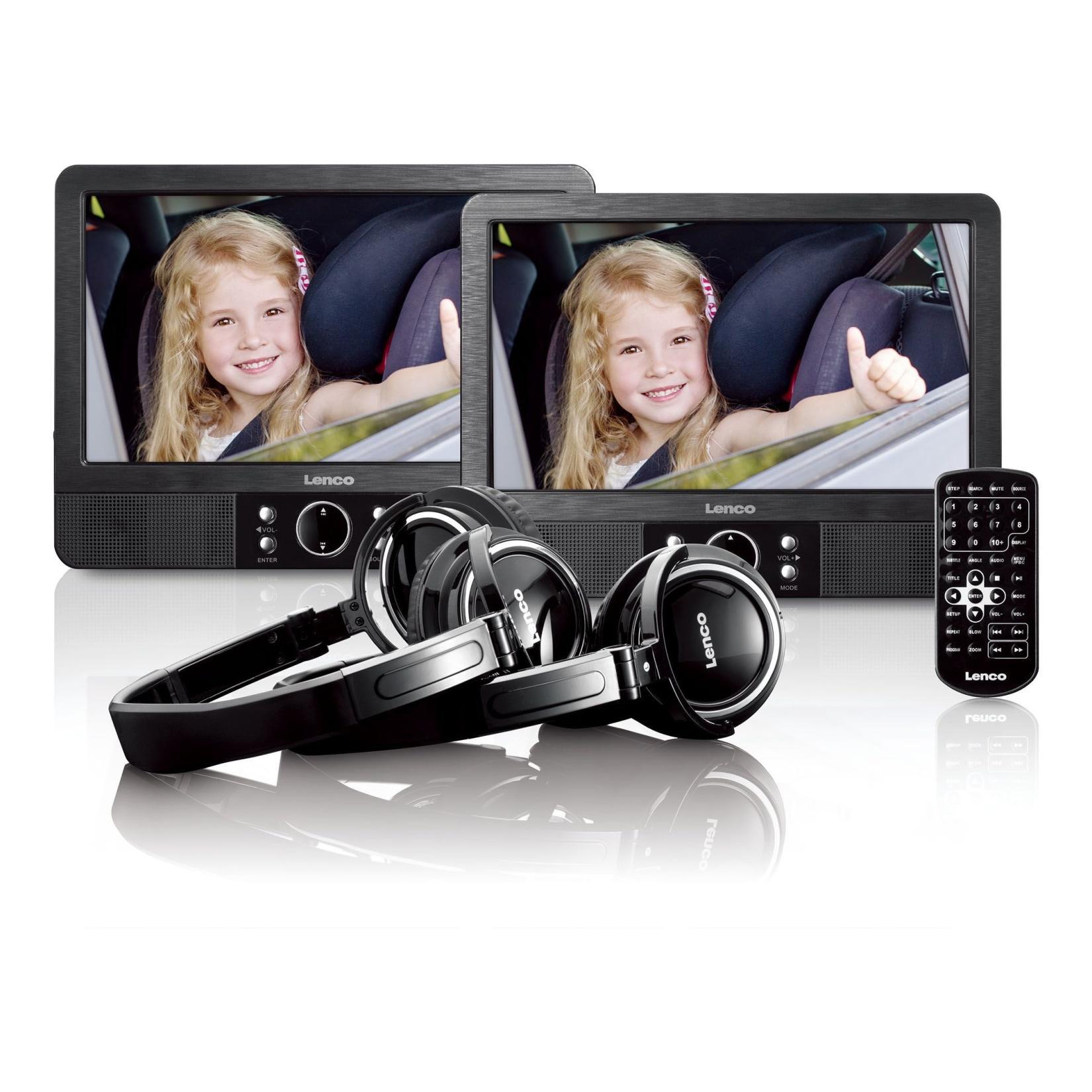 Lenco MES-415 Tragbares 9" DVD Player Set mit 2 festen Autohalterungen und 2 Kopfhörern