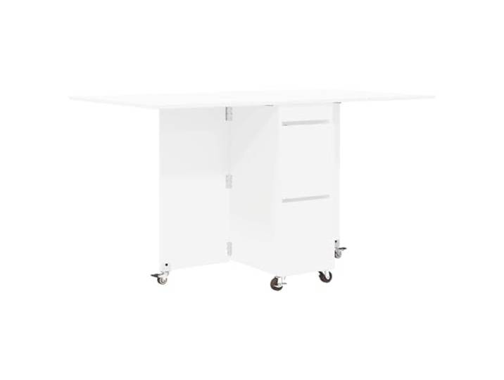 HBBMGYD Esstisch, 140 x 80 x 77 cm, Holz, Weiß Manueller ausziehbarer Tisch, integrierte Aufbewahrung, Kipp-Design, Holz, Esszimmer, Küche