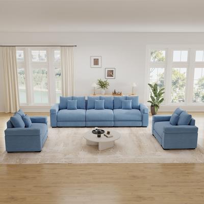 GDFStudio - 3-Piece Oversized Cloud Corduroy Modular Sectional Sofa with Deep Seat & Ergonomic Design