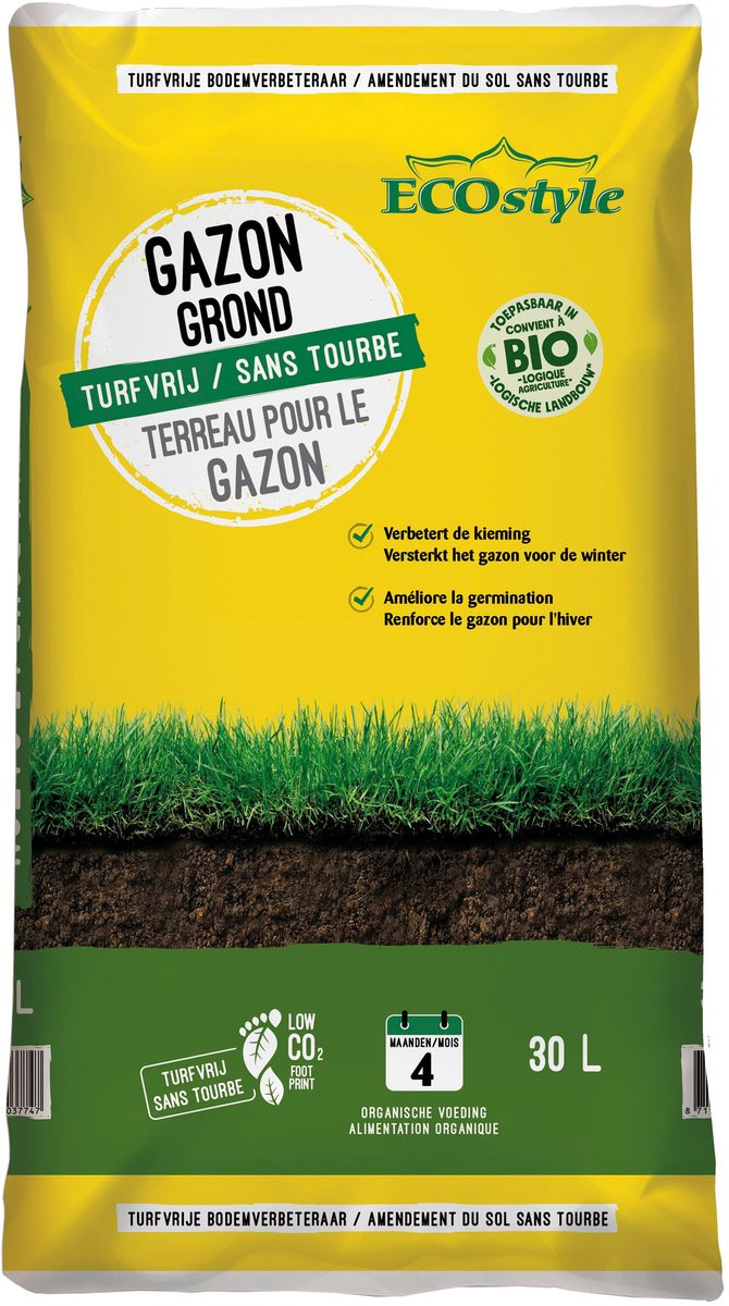 ECOstyle Gazon Grond met Meststoffen – 30 L