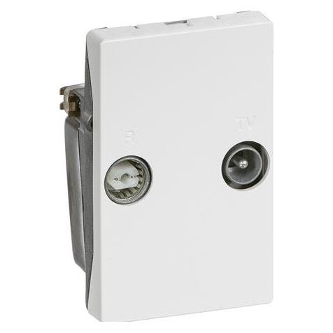 LK FUGA Antennensteckdose TV/Radio Schleifenbox 1½ Modul, Weiss- In Tasche für DIY (AAK508D62131L)