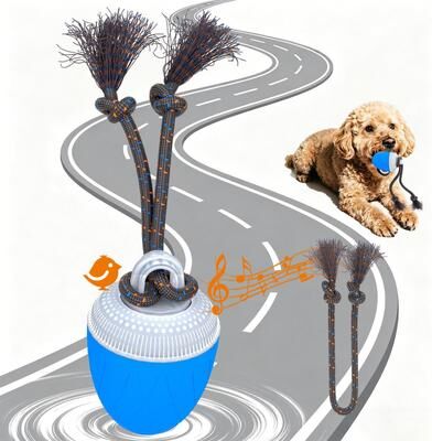 United Interactive Automatic Dog Toy Ball With Rope Lights And Sound For Smart Pet Training blue