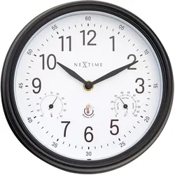 Nextime, Wanduhr, Gartenuhr Jasmine Ø 23.4 cm, Schwarz (23.40 cm)