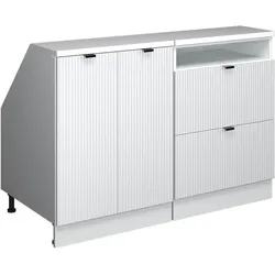 Vicco, Regal, Küchenschrank für Dachschrägen R-Line, Weiss Riffel/Weiss, 120 cm 2er Set Schrankkorpuss 60 cm Tiefe (120 x 60 x 83.80 cm)