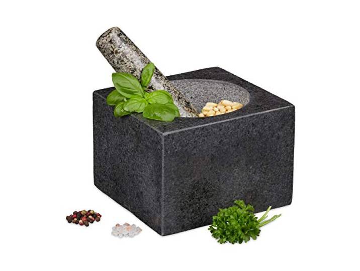 Relaxdays Mortier et Pilon\, en Granit\, Poli\, Longue Vie\, épices et Herbes\, 500 ML de Volume\, broyeur lxP 14\,5 x 14\,5 cm