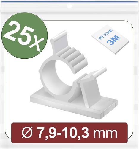 Quadrios 24CA445 Befestigungssockel selbstklebend 24CA445 Bündel-Ø-Bereich 7.9 bis 10.3mm Weiß 25St.