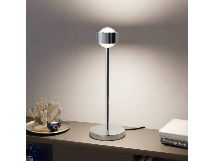Top Light LED Tischlampe Puk! 80 Eye Table, dimmbar, chrom / silber, für Wohn- / Esszimmer, Aluminium, Modern, LED Tischlampe
