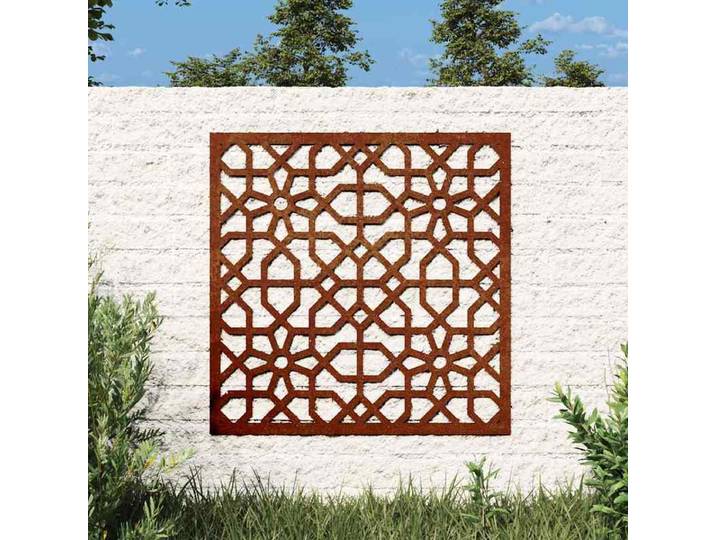 Décoration murale de jardin 55x55 cm en acier corten, design mauresque, convient aux jardins, style moderne