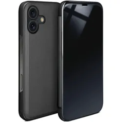 moex Clear View Cover für iPhone 16 – Spiegelnde klapp Hülle in Hochglanz Optik – Void Case