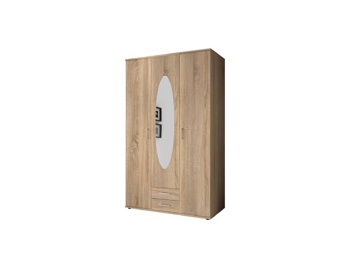 Kleiderschrank mit Spiegel 120 cm Sonoma Eiche - 3-türig - PAUL