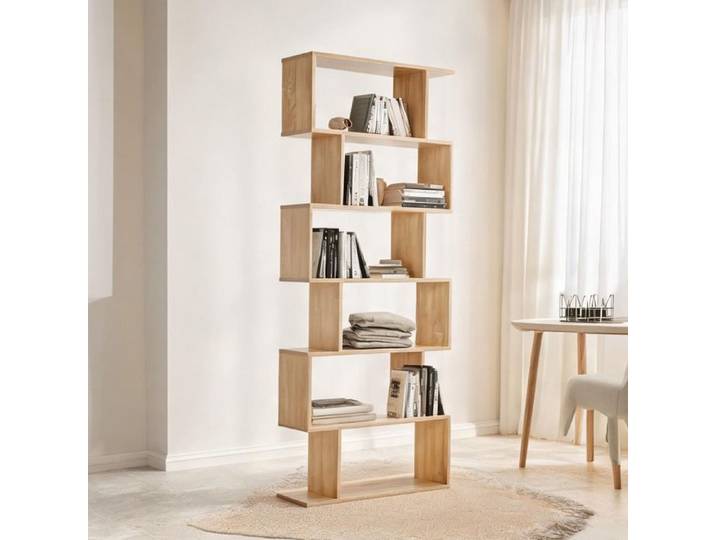 Bibliothèque étagère en panneaux de particules mélaminés design zigzag beige neutre 6 - Beige Bois 80 x 23 x 192 cm Ref 9TYQVJ