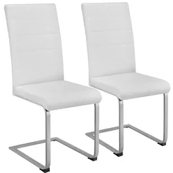 tectake Schwingstühle, Kunstleder - 2er Set weiß
