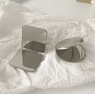 Inspire Curations Stainless Steel Foldable Pocket Mirror For Makeup And Skincare c538 2pcs