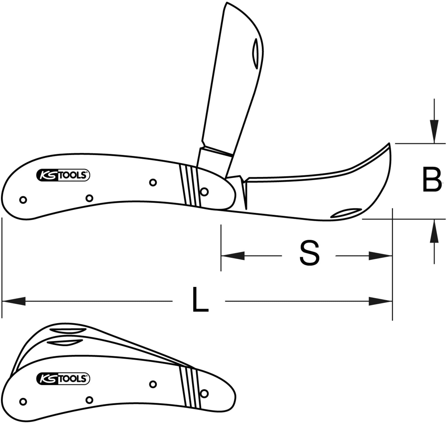 KS Tools Elektriker-Klappmesser, 1 Sichel- und eine gerade Klinge (907.2186)