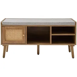 SCHUHBANK 1 Tür mit Rattanfront und 3 offenen Fächern L100 cm 39/100/49 cm