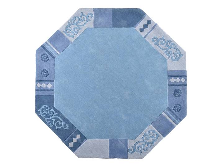 Wollteppich Ambadi Polygon Blau/Blau 200 x 1 x 200cm Wolle