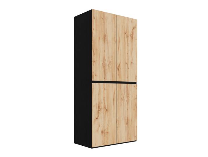 Armoire 90x50x200 cm avec miroir à bijoux, 4 portes, 3 tiroirs, chêne