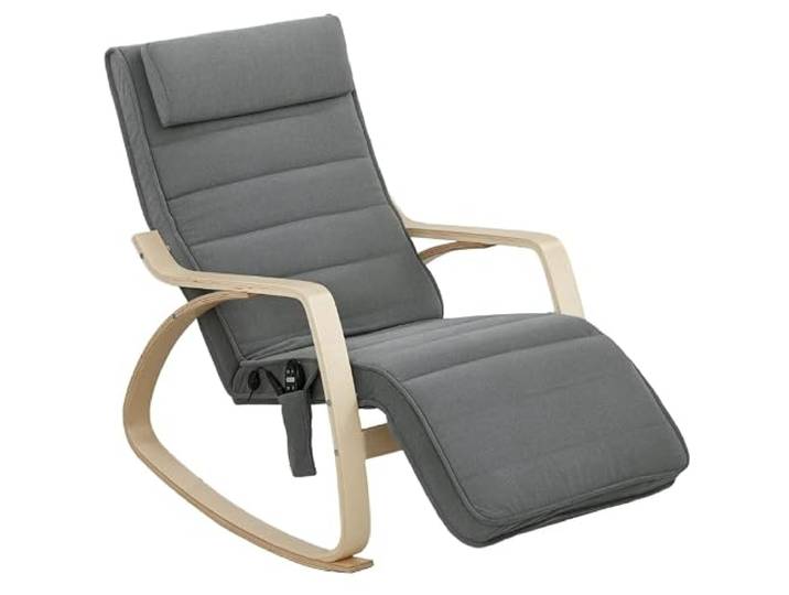 Ropilly Schaukelstuhl mit Massagefunktion, Fußstütze, grau 8-Punkt-Vibrationsmassage, 3 Lendenwärme-Modi und 5-fach verstellbare Fußstütze für entspanntes Sitzen.