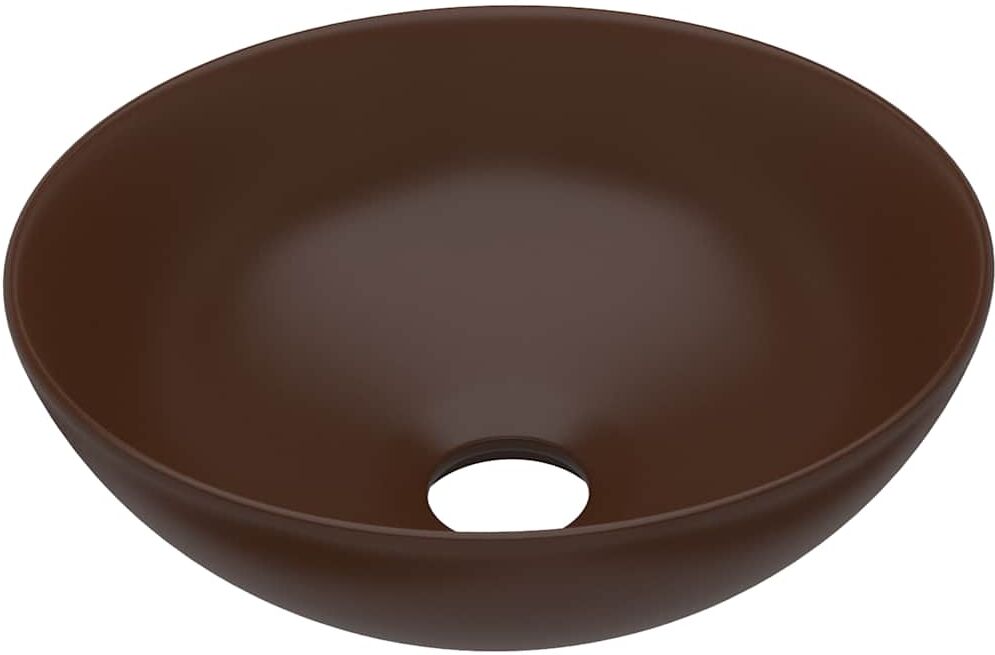vidaXL Lavabo de salle de bain Céramique Marron Rond