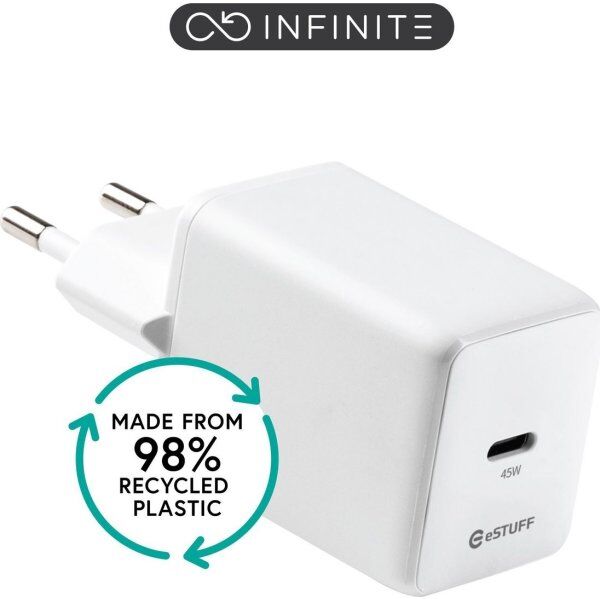 Estuff Infinite Usb-C Oplader 45w Gan, Hvid
