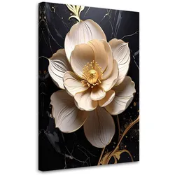 BILD auf Leinwand, Weiße Blume 3d Marmor Glamour