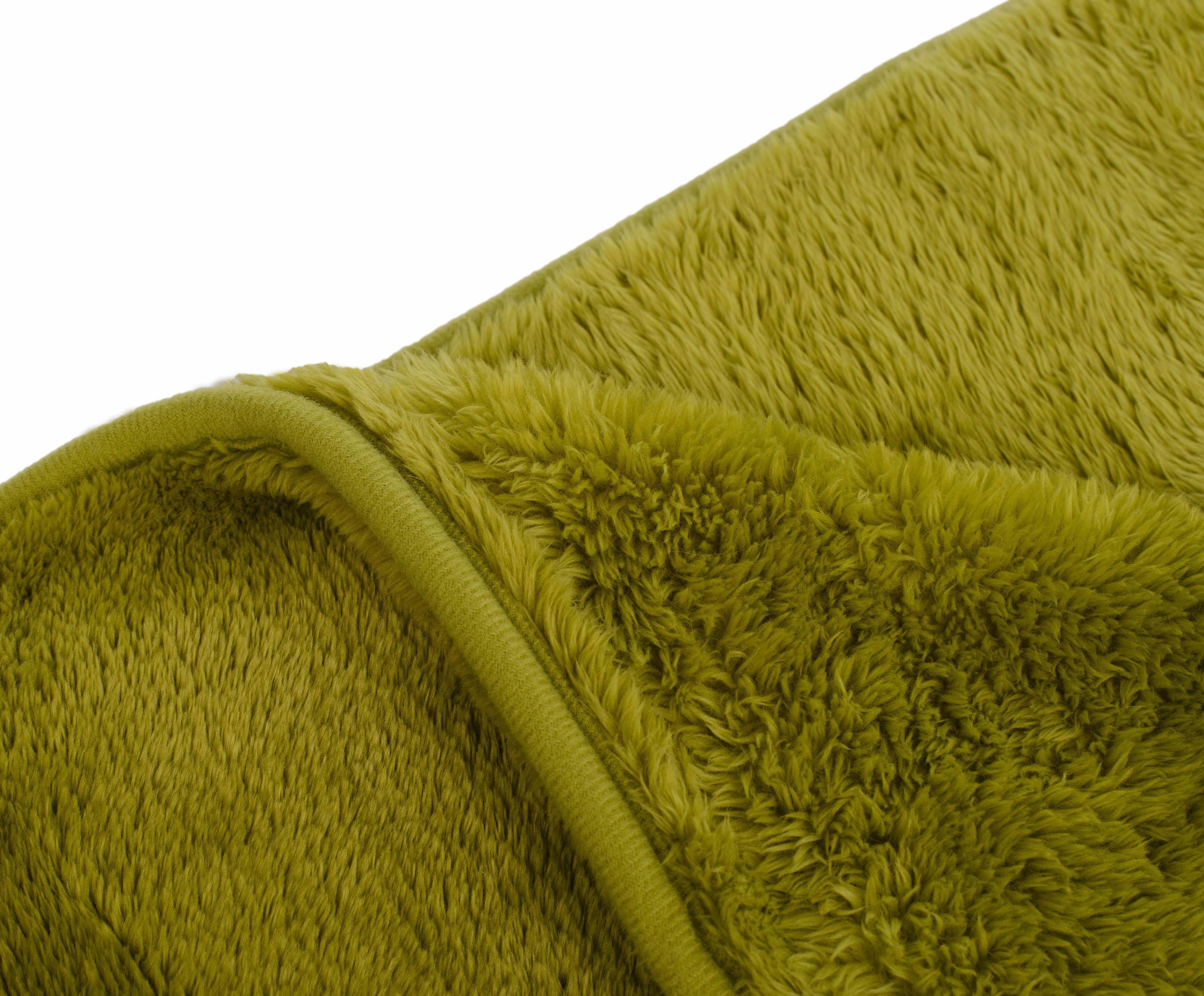 Wohndecke GÖZZE "Premium Cashmere Feeling", grün (grüngelb), B:180cm L:220cm, Polyester, Wohndecken, Wohndecke, mit premium Cashmere Feeling, Kuscheldecke grüngelb B/L: 180cm x 220cm