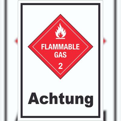 HB-Druck Aufkleber Entzündliche Gase Achtung Flammable Gas Flamme A6 (105x148mm)