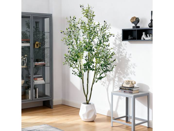 Olive artificielle 150 cm/180 cm de haut fausses plantes, plantes d'olivier artificielles en pot, fausse plante d'olive pour le bureau à domicile