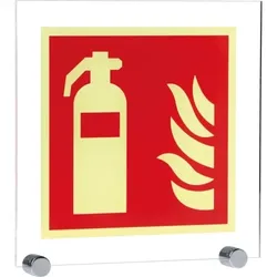 PERMALIGHT power langnachleuchtend Brandschutz Feuerlöscher, ASR/ISO, mit Klemmbefestigung, Acryl, 250x250mm