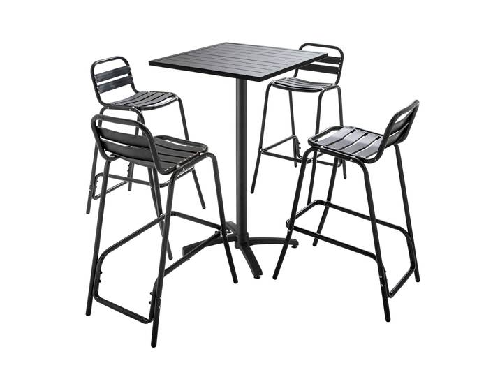 Oviala - Table haute de jardin bistrot carrée en aluminium 60x60 cm et 4 chaises hautes