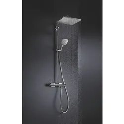 Grohe Rainshower Duschsystem 26649000 chrom, mit Aufputz-Thermostat, Duscharm 45cm schwenkbar