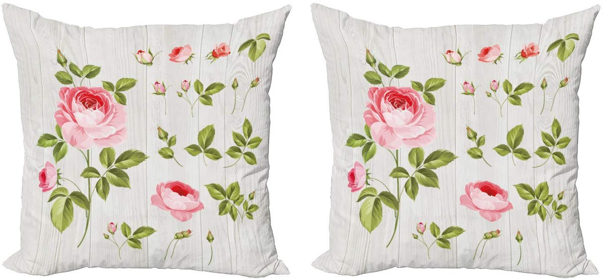 ABAKUHAUS Kussenhoes Set Vintage Roze 40x40 cm Dubbelzijdig bedrukt