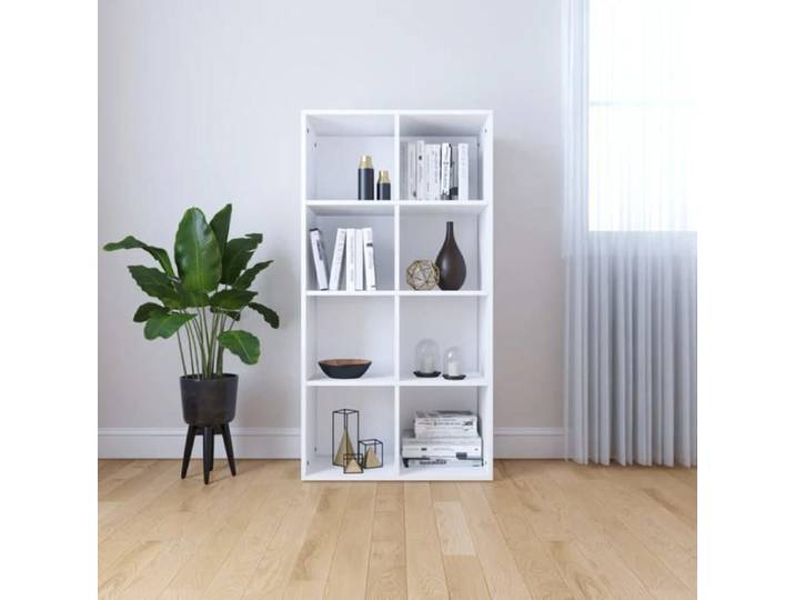 Bibliothèque/Buffet Meuble de Rangement avec Compartiment Armoire à Livres Salon Intérieur Moderne Blanc Bois 800153