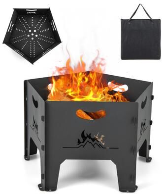 Costway 19 Inches Collapsible Portable Plug Fire Pit with Storage Bag