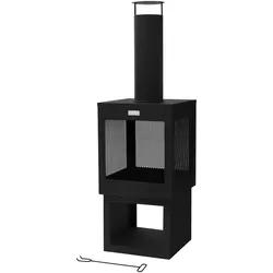 GARTENKAMIN 128x40 cm Schwarz