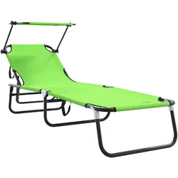 vidaXL Klappbare Sonnenliege mit Sonnendach Grüne 600D Oxford Stoff